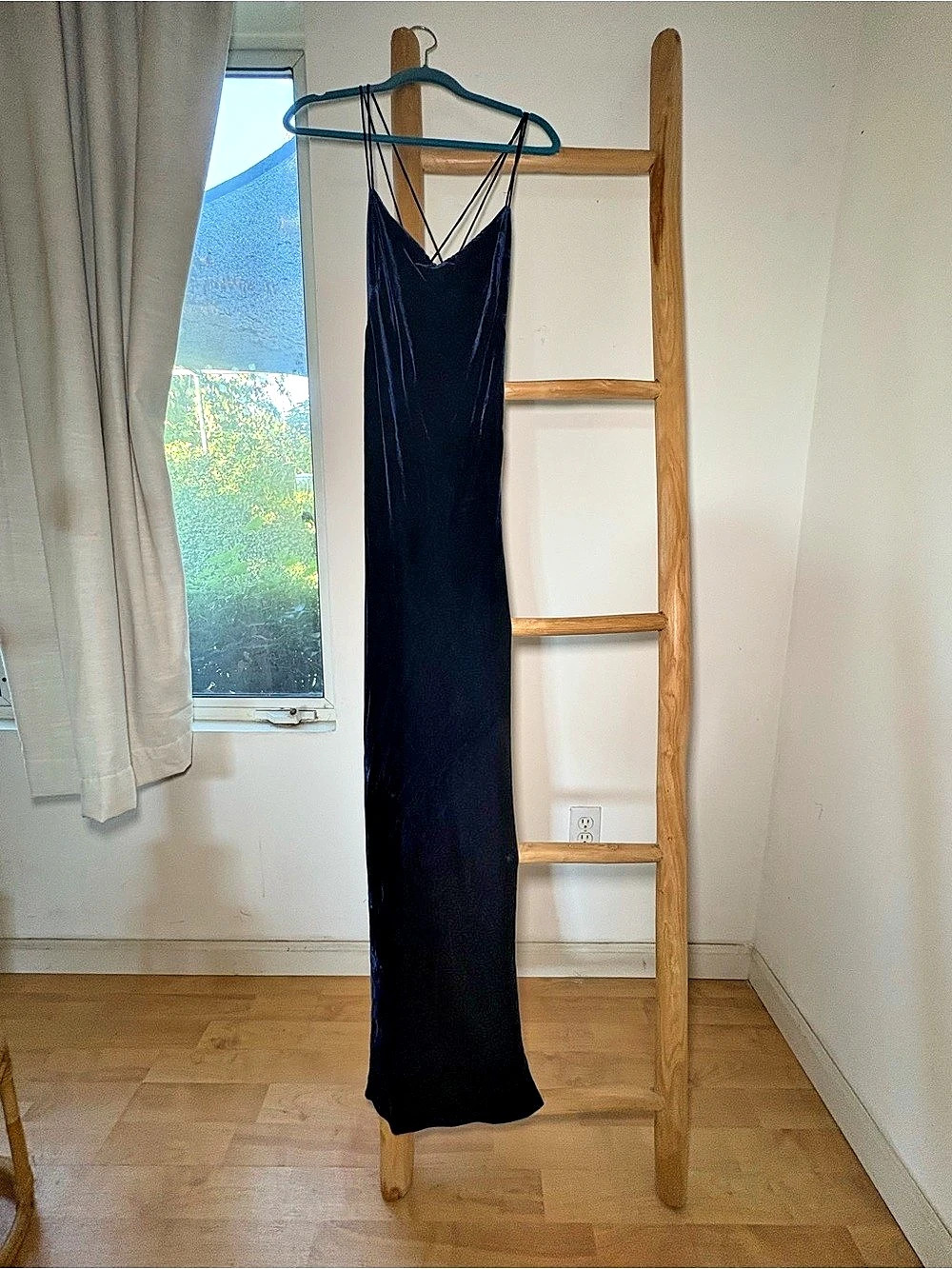 Lauren Black Velvet Strappy Maxi Dress Size 12 P Like New